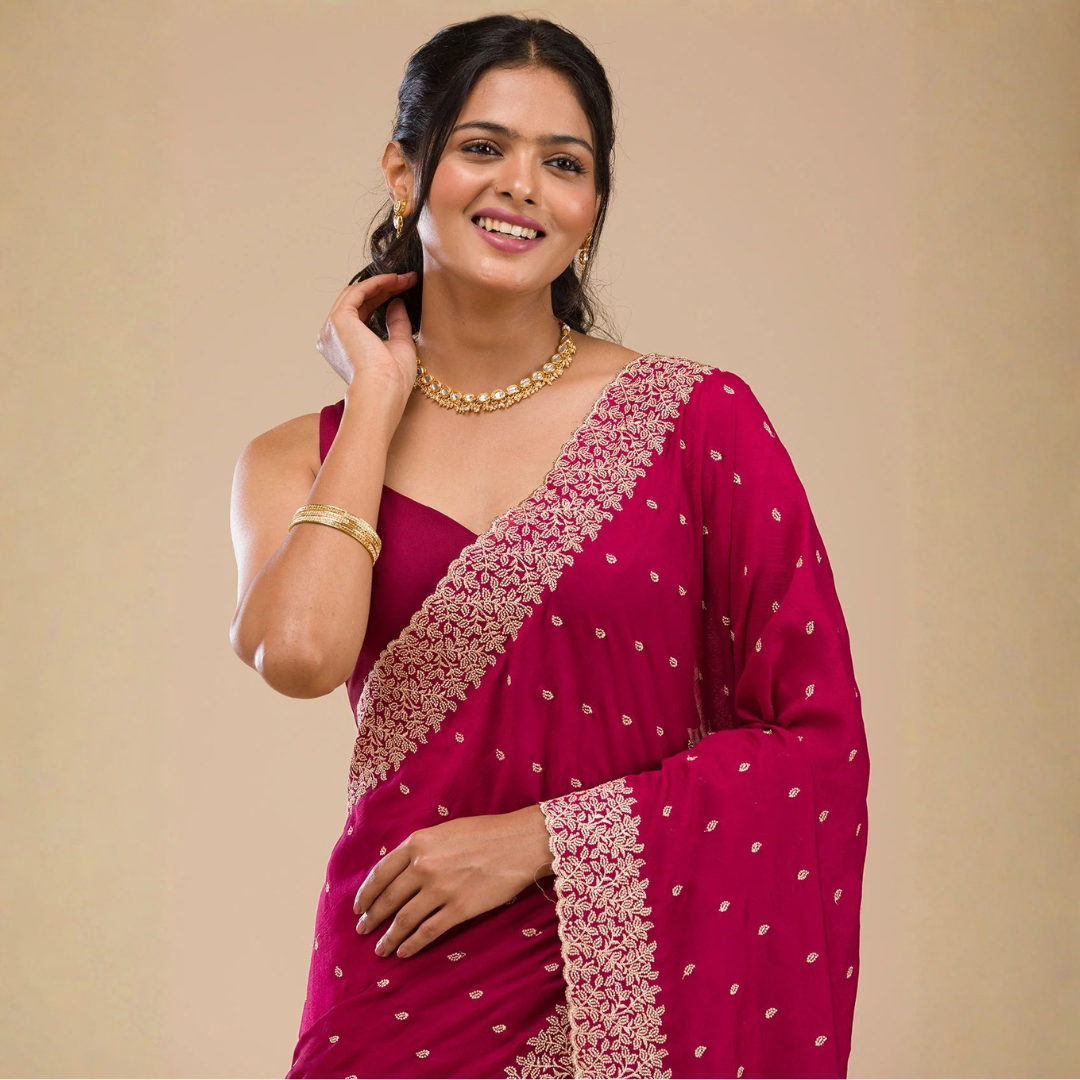 maroon-zari-embroidered-festive-saree-with-gold-border-elegant-occasion-wear