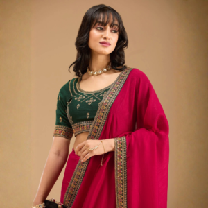 Rangini Rani Pink Saree with Traditional Embroidered Border