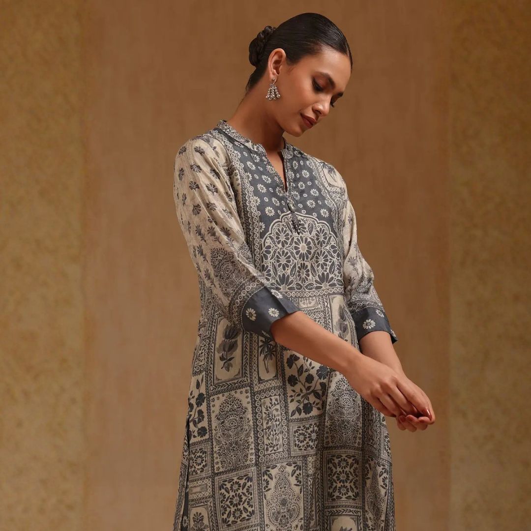 grey-dola-silk-botanical-print-kurta-set-with-thread-work