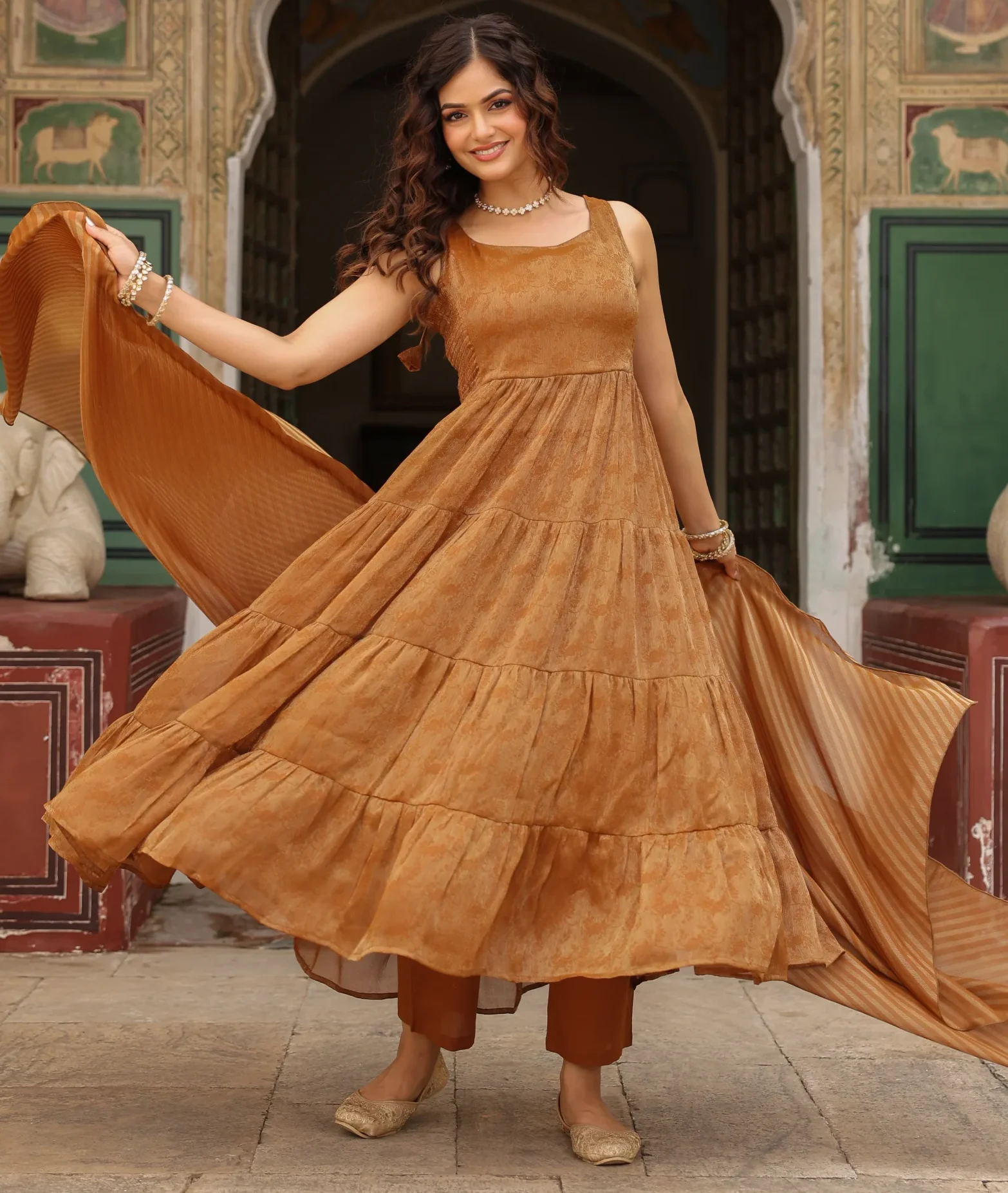 womens-tiered-anarkali-kurta-set