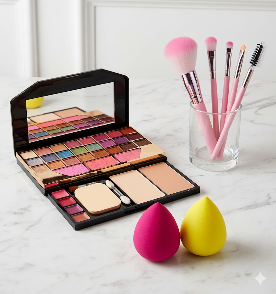 makeup-eyeshadow-kit-5-pcs-makeup-brush-2-pc-blender-puff-combo-multicolor